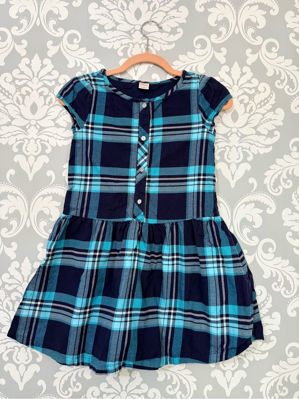 💫4/$25 • Gymboree Girls' Navy and Teal Plaid Button-Front Dress